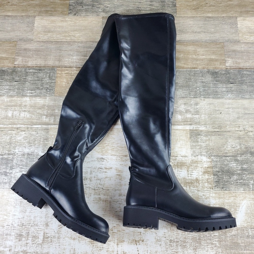 GBG Los Angeles Womens Knee-High Boots Sz 6.5 M Black Leather Side Zipper Winter